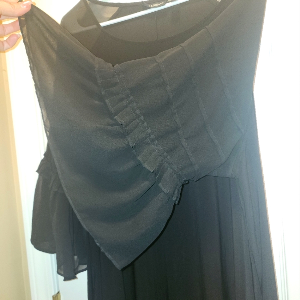 Bina Leonard Black Dress Chiffon Detail Sleeves